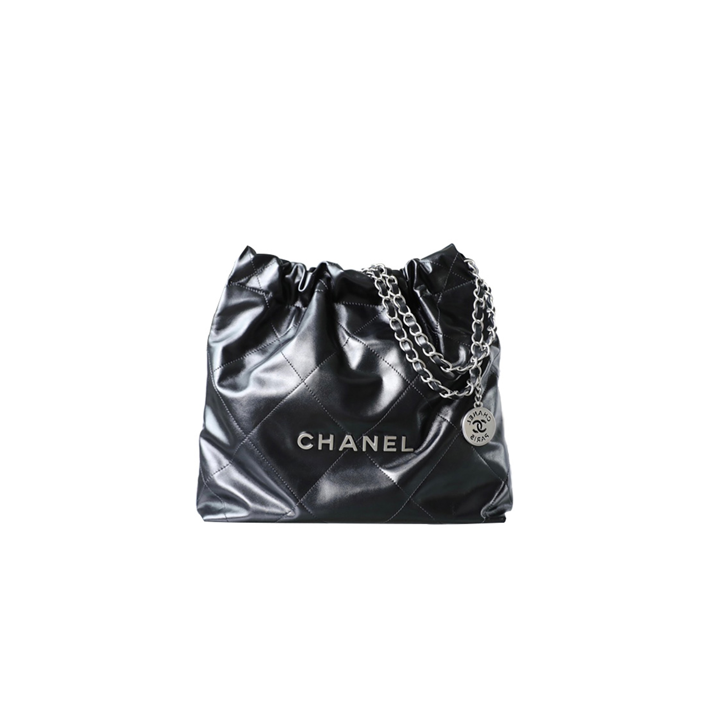 CHANEL MASTER 22 BAG BLACK AND SILVER SMALL HANDBAG AS3260 (37*34.5*8cm)